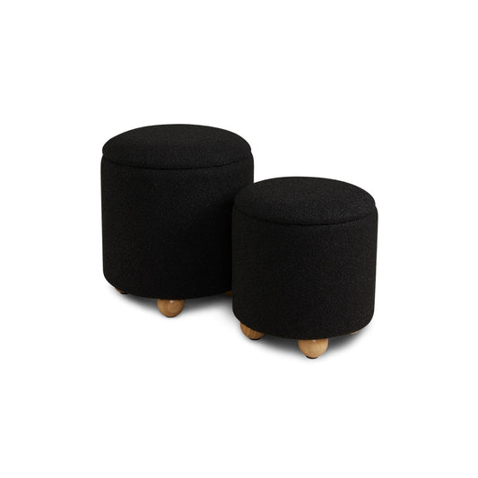 Biagio Storage Ottomans Black boucle (Set of 2) - Ella and Ross Furniture