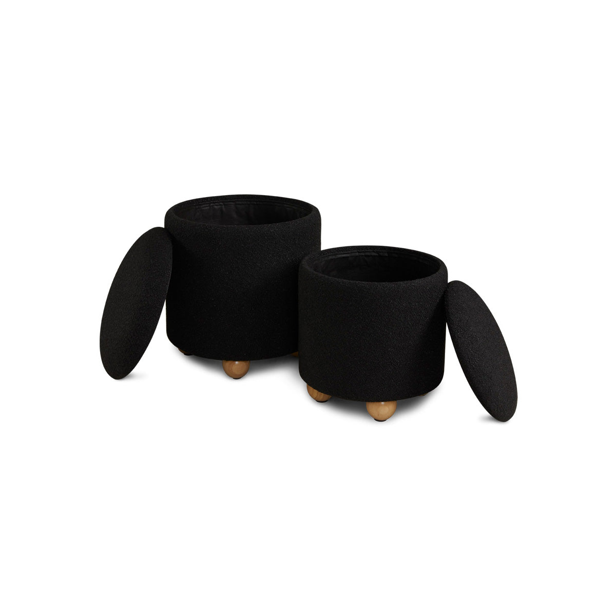 Biagio Storage Ottomans Black boucle (Set of 2) - Ella and Ross Furniture