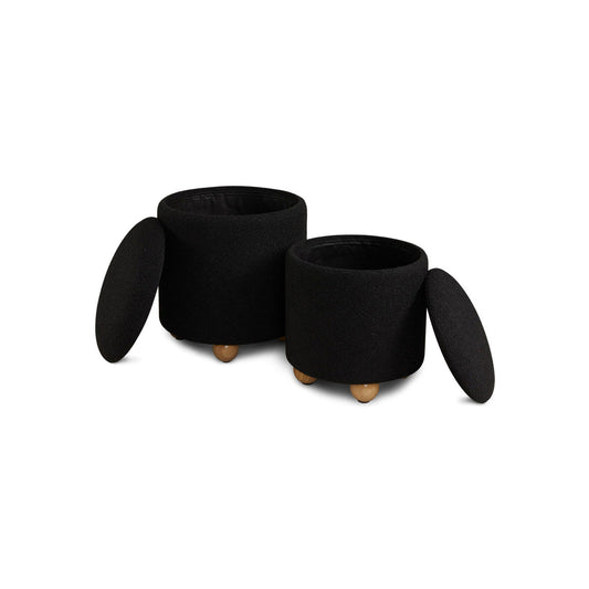 Biagio Storage Ottomans Black boucle (Set of 2) - Ella and Ross Furniture