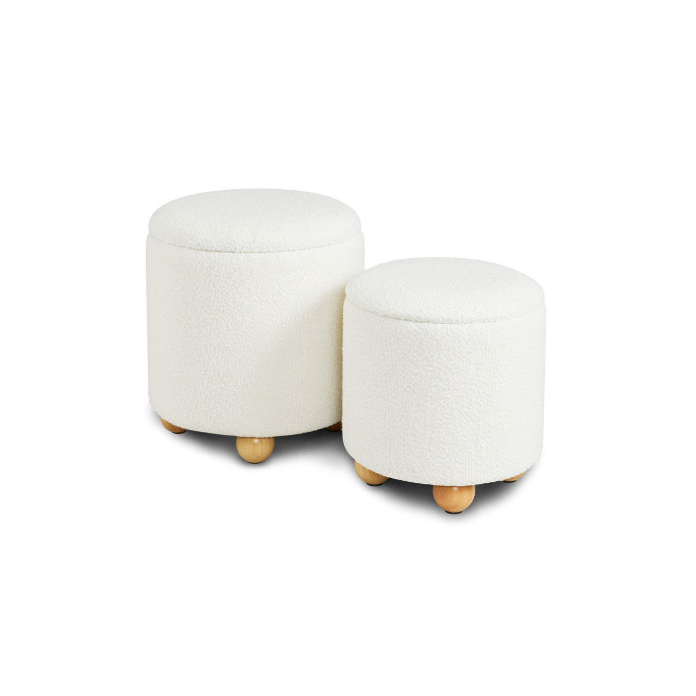Biagio Storage Ottomans Ivory boucle (Set of 2) - Ella and Ross Furniture