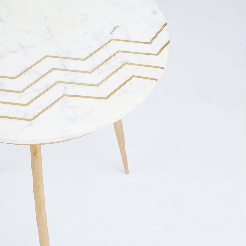 Cane White Marble Side Table - Set of 2 - Ella and Ross Furniture