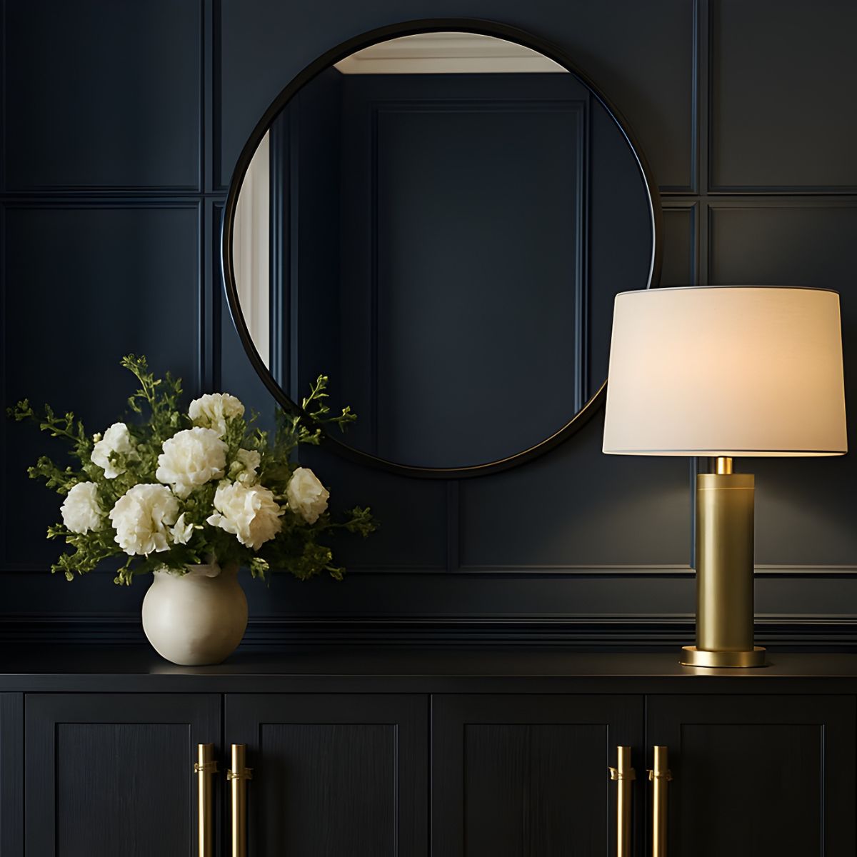 Charlotte Round Wall Mirror: Black Frame - Ella and Ross Furniture