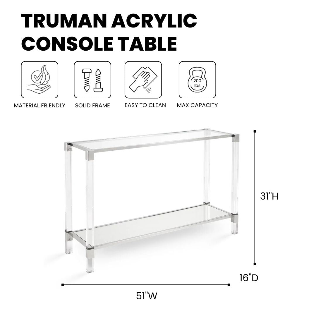 Truman Acrylic Console Table - Silver - Ella and Ross Furniture