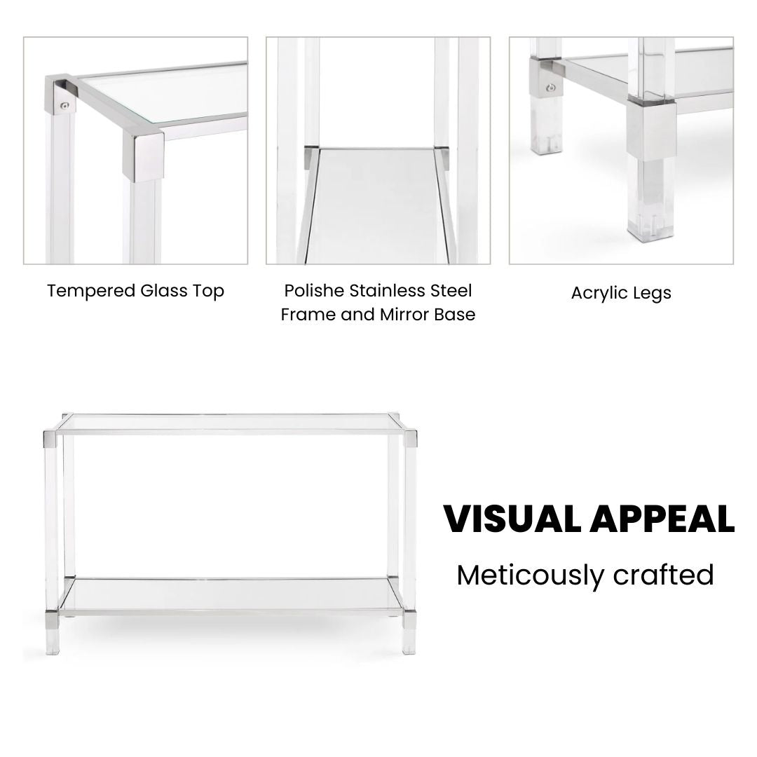 Truman Acrylic Console Table - Silver - Ella and Ross Furniture