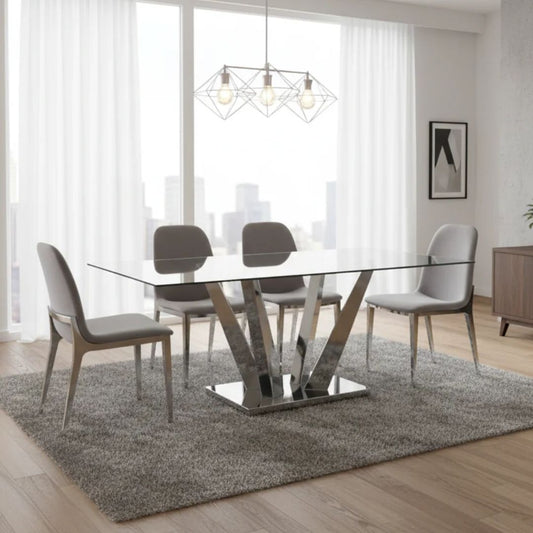 Yvon 5pc Glass Top Dining Table Set - Ella and Ross Furniture