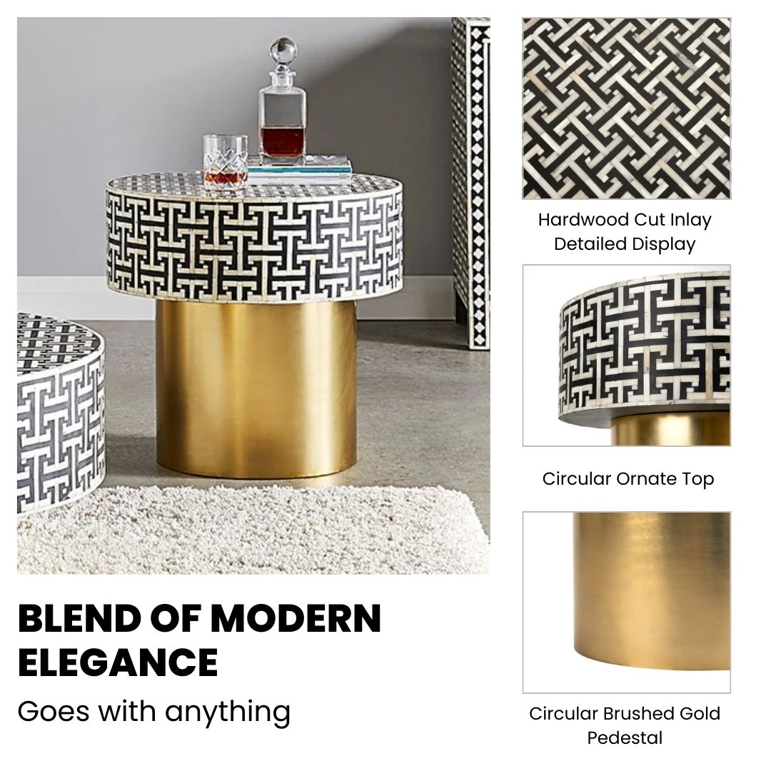 Minnow Bone Inlay End Table - Ella and Ross Furniture