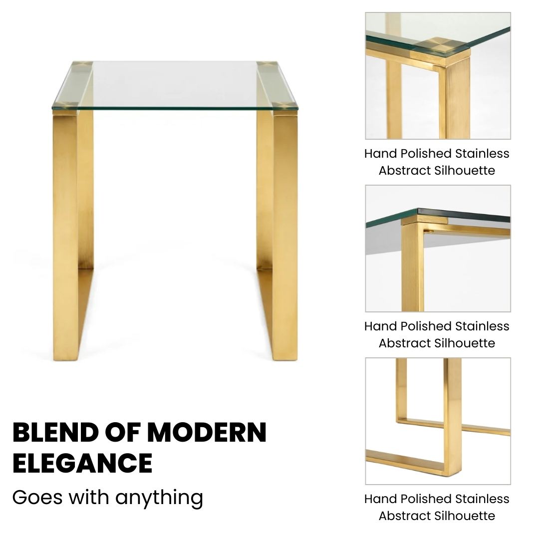 Hudson Brushed Gold End Table - Ella and Ross Furniture