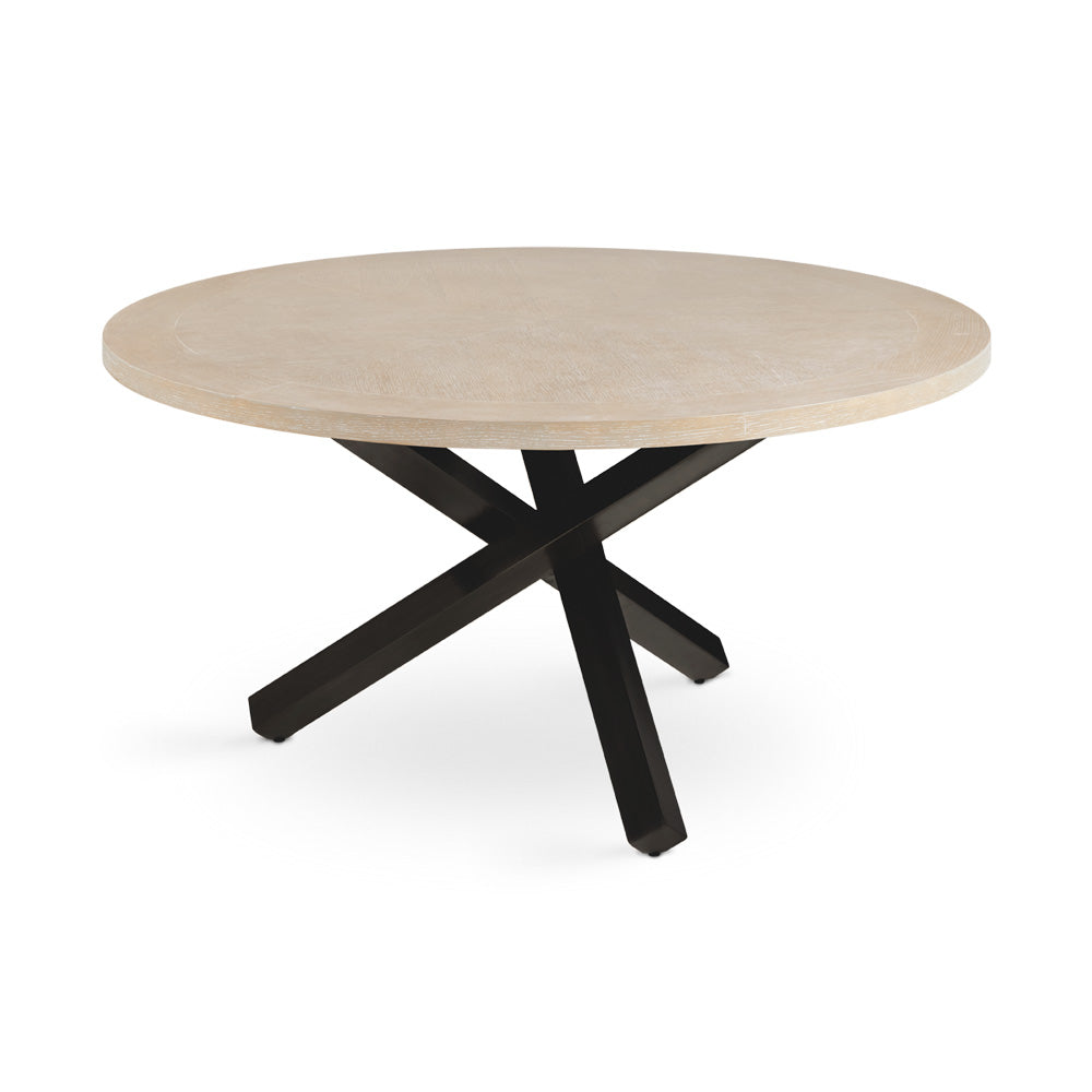 Raleigh Dining Table Oak Veneer Top Black Legs - Ella and Ross Furniture