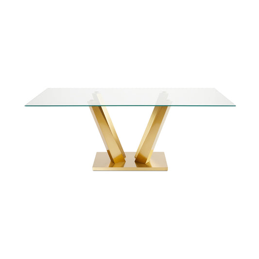Yvon Glass Dining Table - 79" Gold - Ella and Ross Furniture