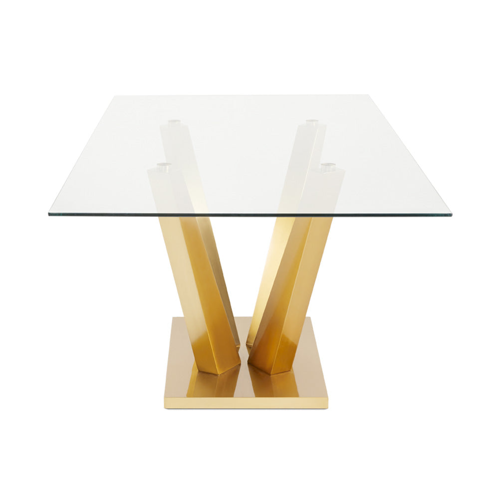 Yvon Glass Dining Table - 79" Gold - Ella and Ross Furniture