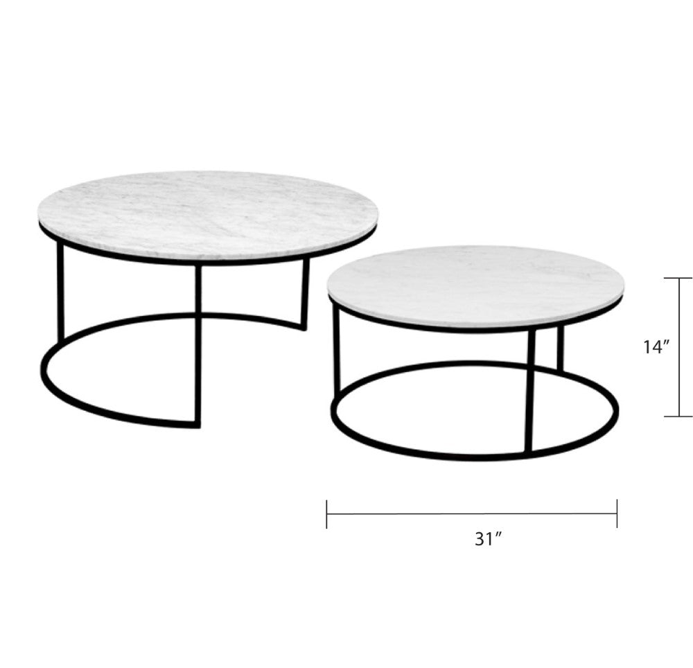 Celine Marble Nesting Coffee Table - Black - Ella and Ross Furniture