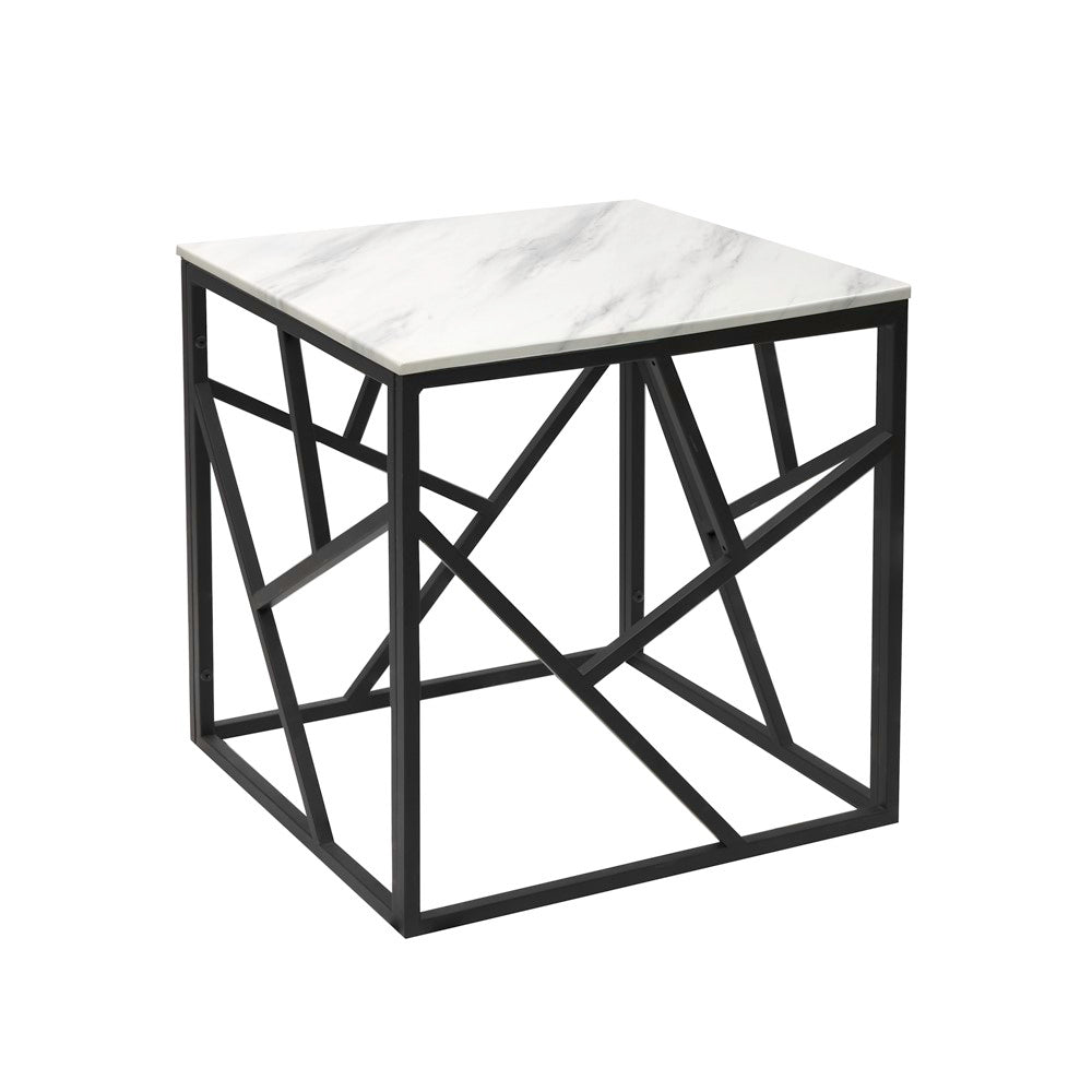 Cyprus Faux Marble Black End Table