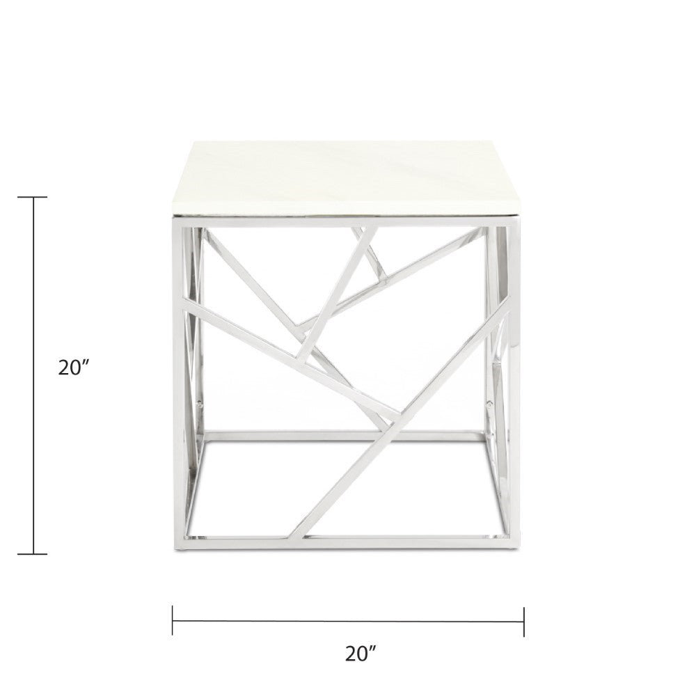 Cyprus Faux Marble End Table - Silver - Ella and Ross Furniture