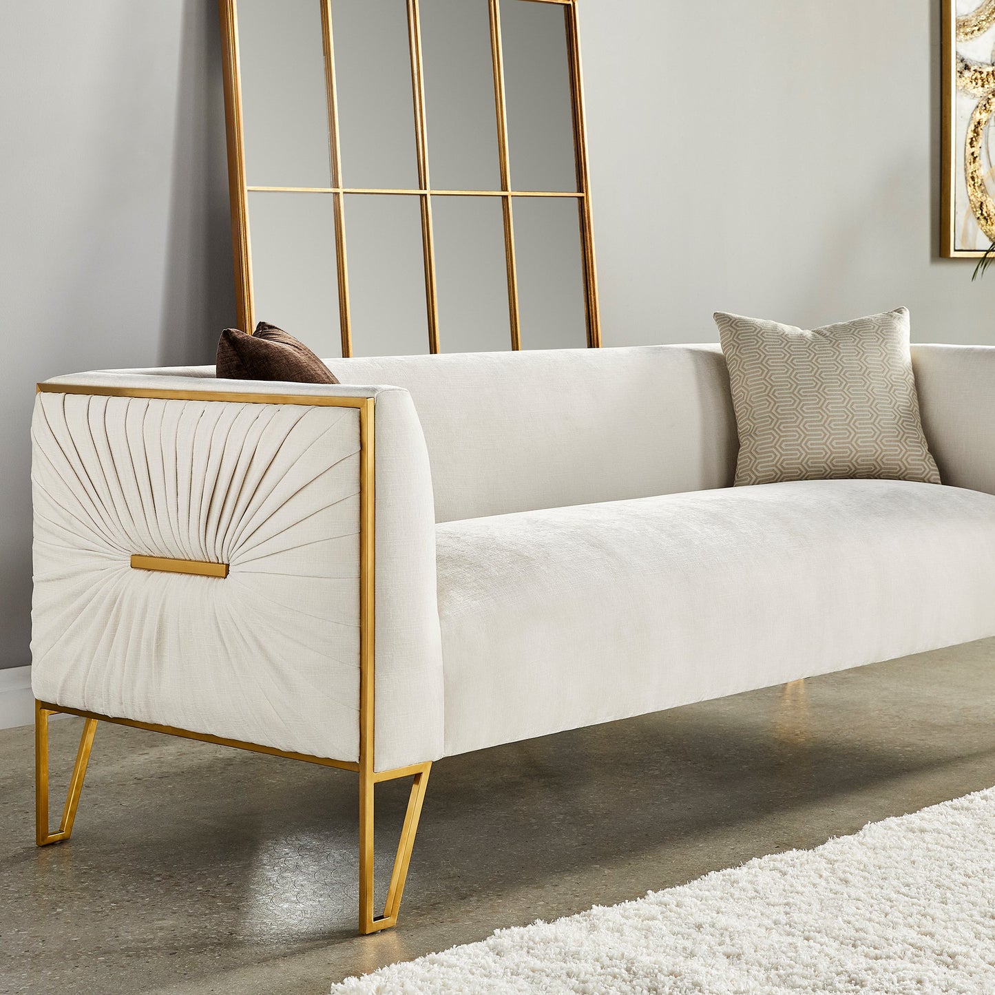 Daria Loveseat - Matte Gold - Ella and Ross Furniture