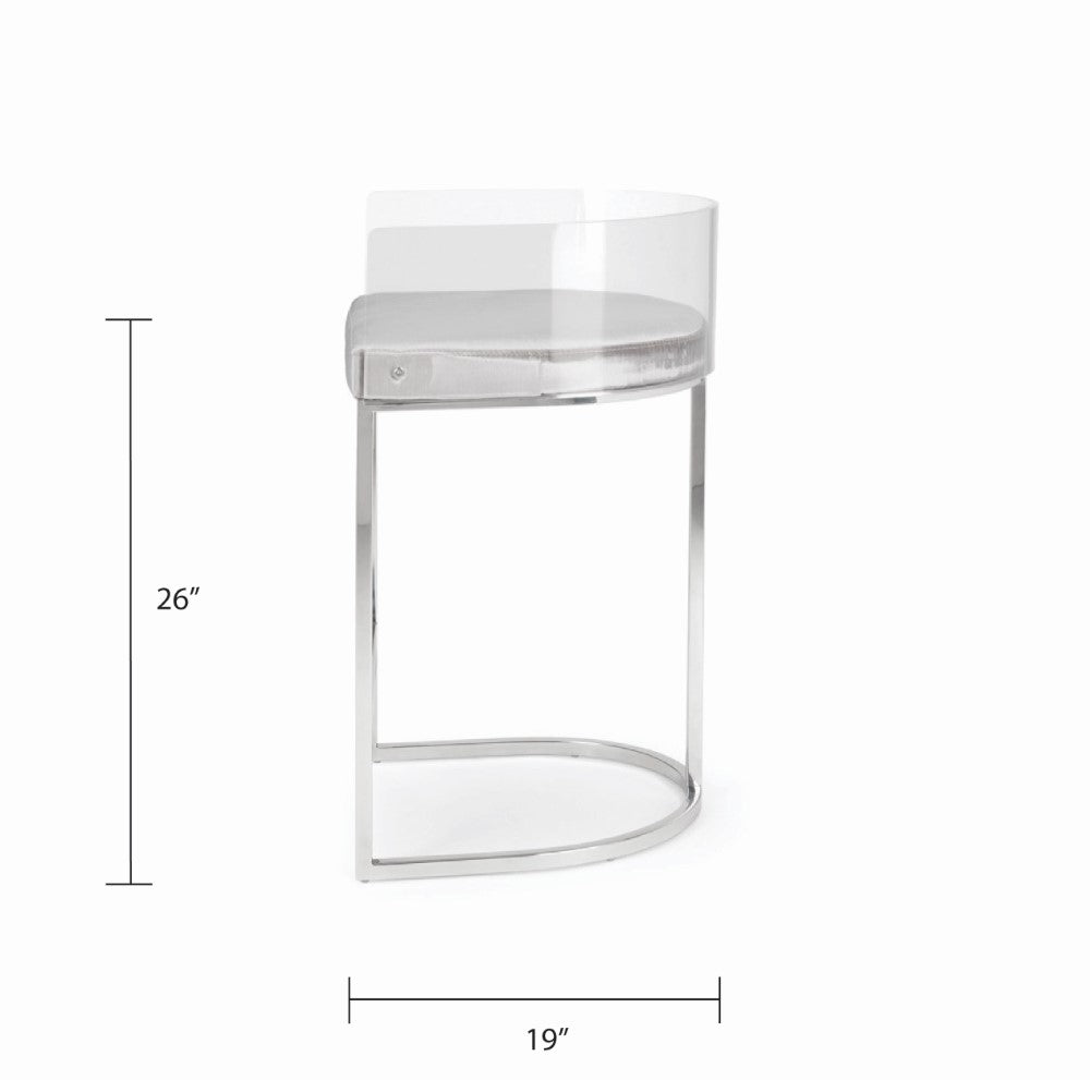 Delphine Counter Stool - Silver - Ella and Ross Furniture