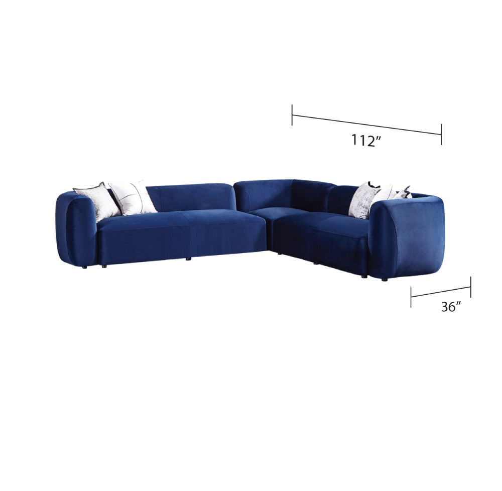 Dominica Blue Velvet Sectional Sofa