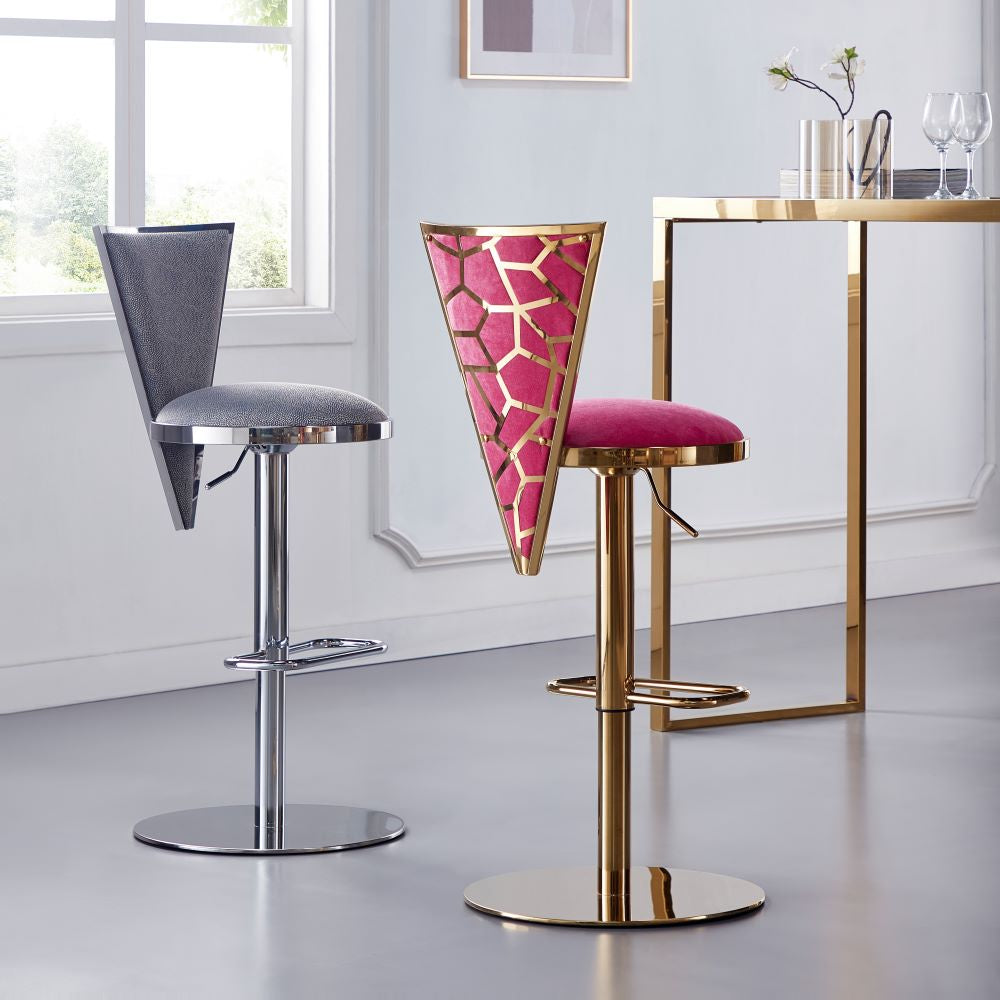 Gio Hot Pink Adjustable Bar Stool - Gold - Ella and Ross Furniture