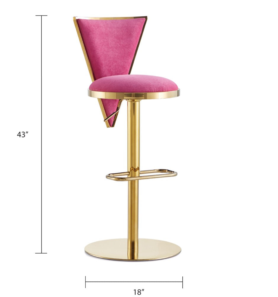 Gio Hot Pink Adjustable Bar Stool - Gold - Ella and Ross Furniture