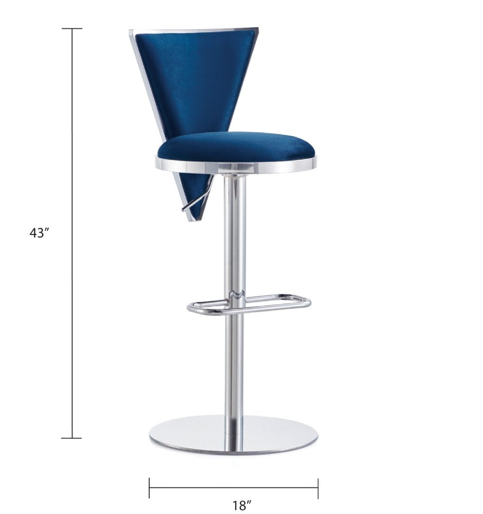 Gio Adjustable Bar Stool - Silver - Ella and Ross Furniture