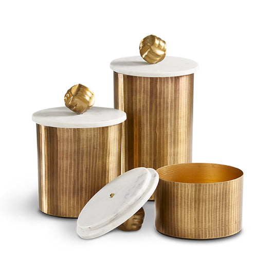 Kiara Antique Brass Canisters - Set of 3 - Ella and Ross Furniture