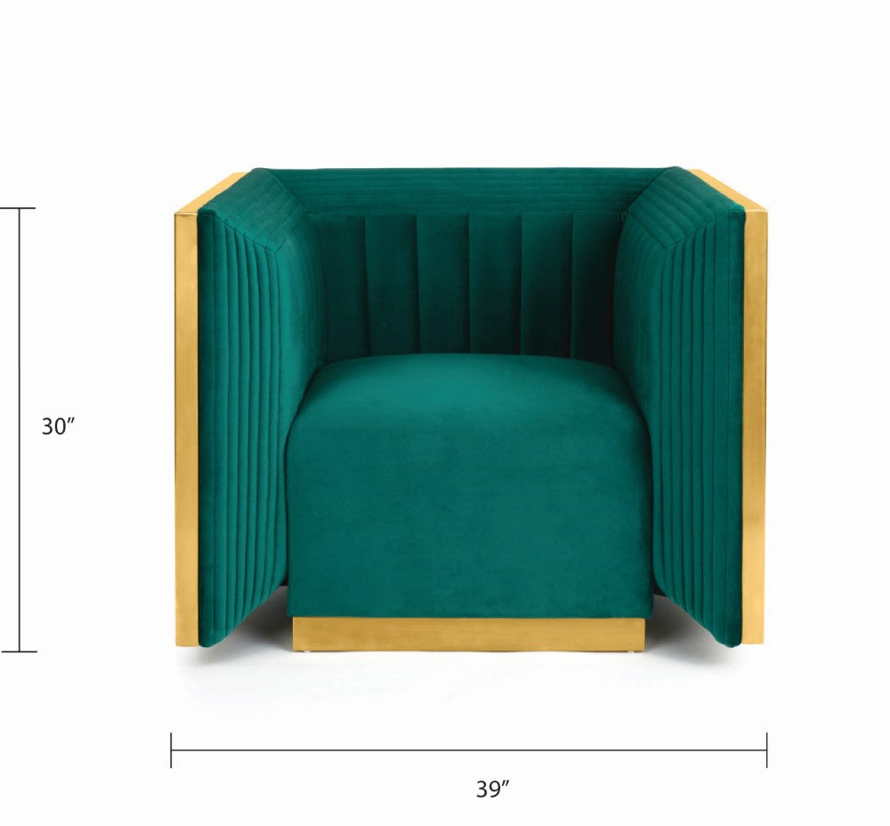 Kingsley Green Velvet Accent Chair - Ella and Ross Furniture