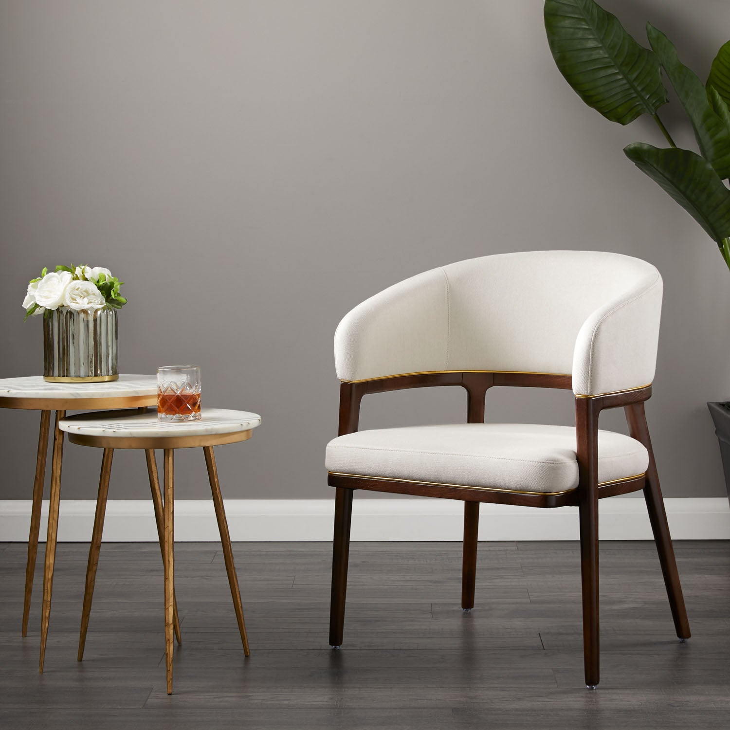 Cane White Marble Side Table - Set of 2 - Ella and Ross Furniture