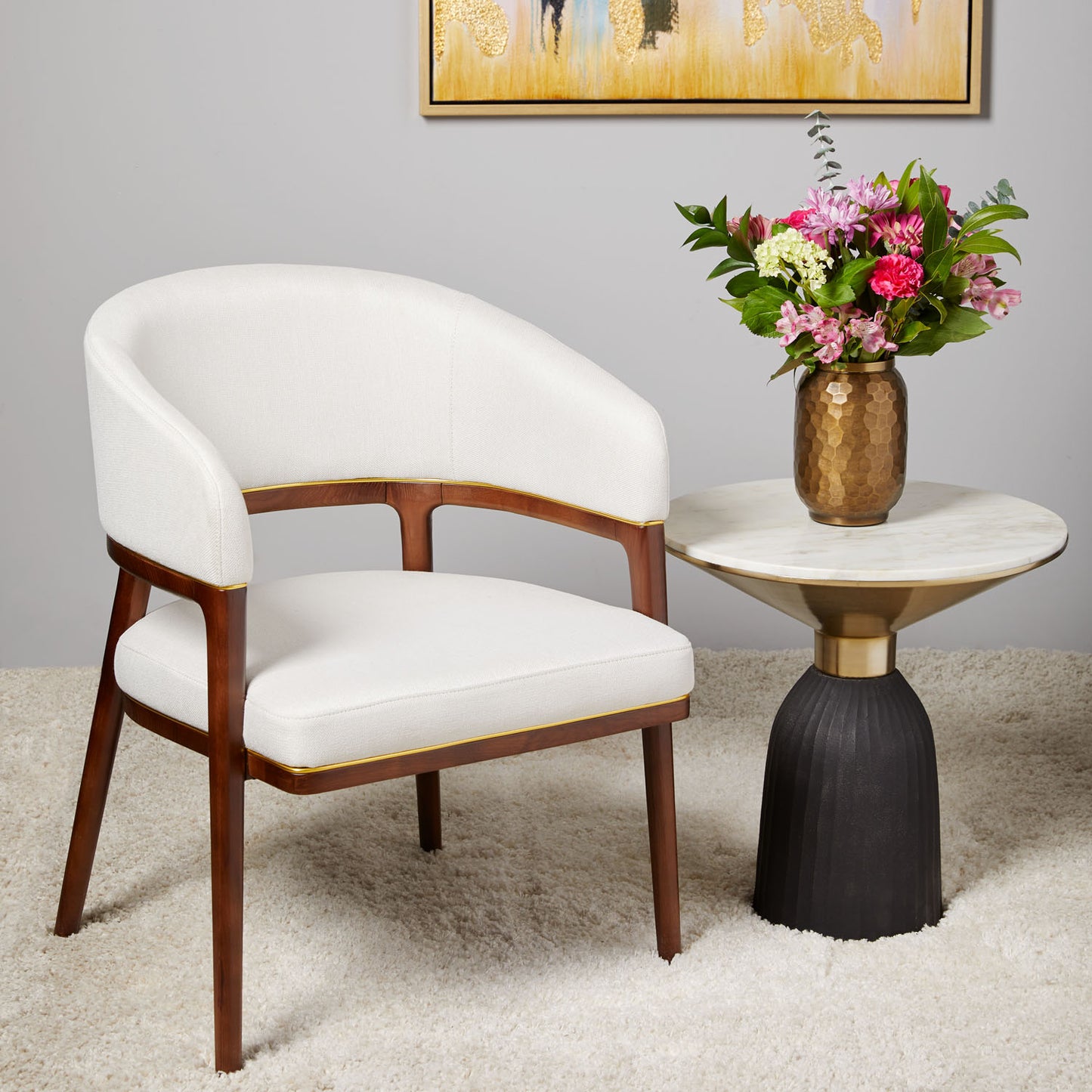 Caterina 3 Tone Marble End Table - Ella and Ross Furniture