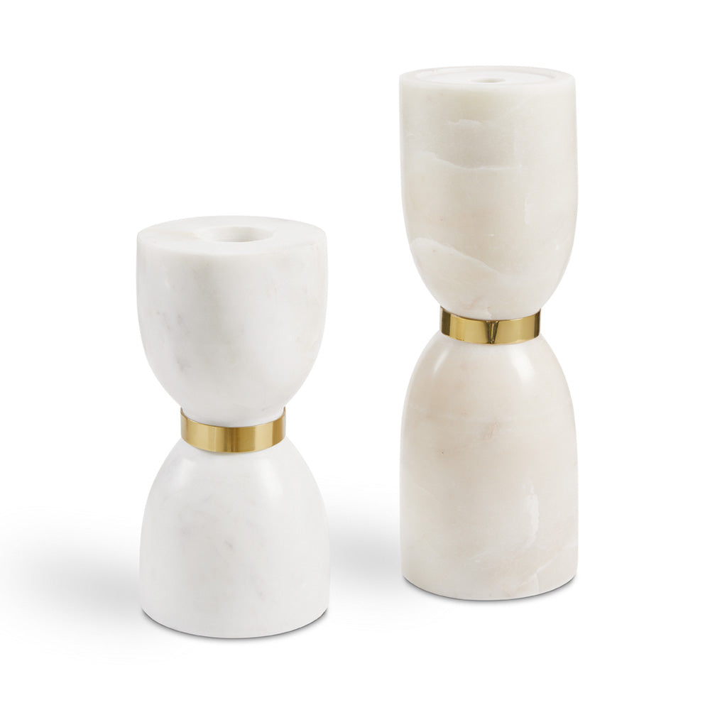 Rue Large Marble Candle Holder - Set of 2