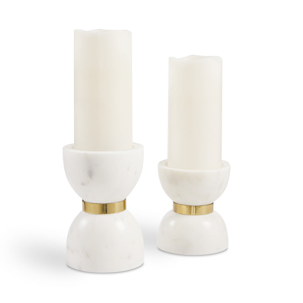 Rue Small Marble Candle Holder - Set of 2