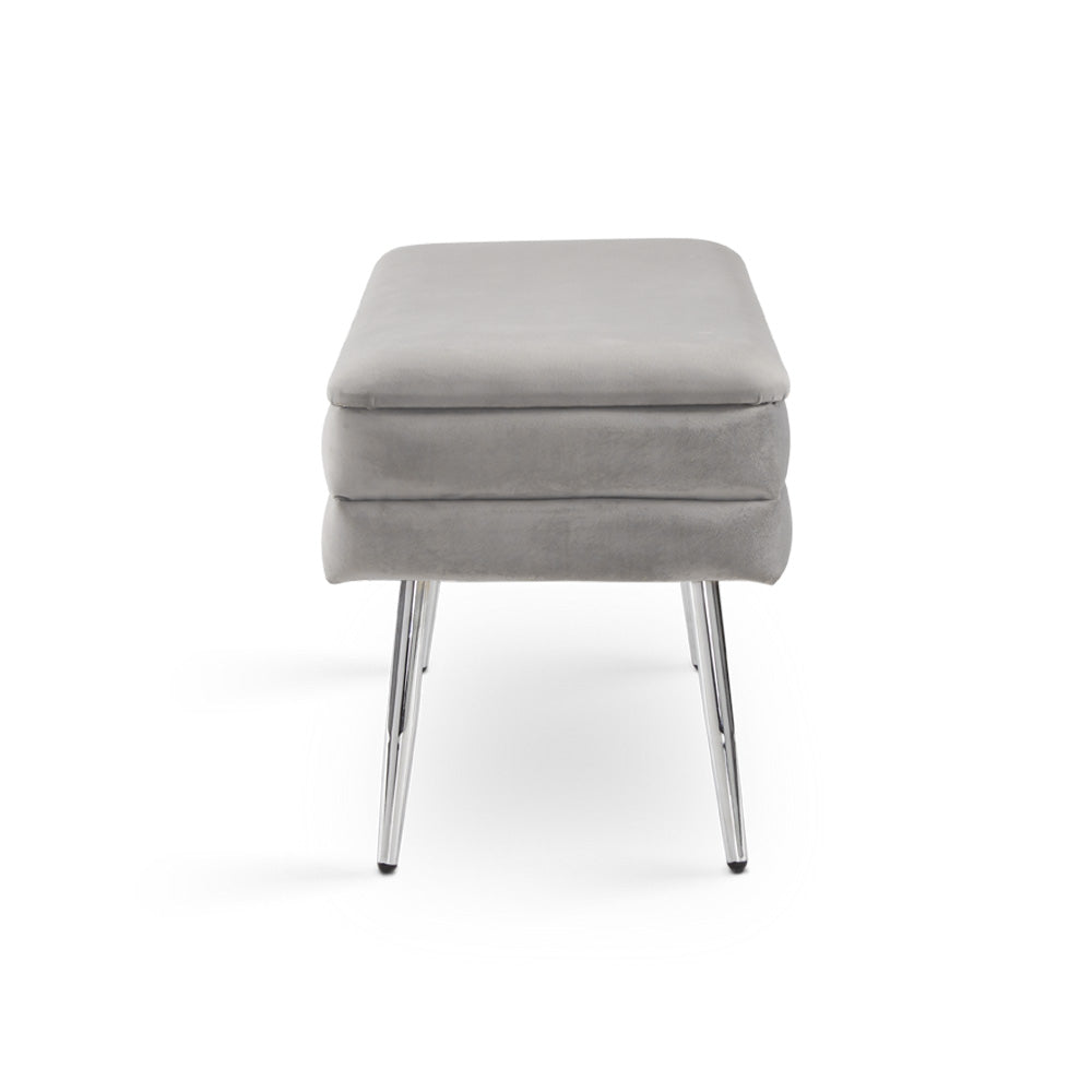 Shelby Storage Bench Grey Velvet_Side