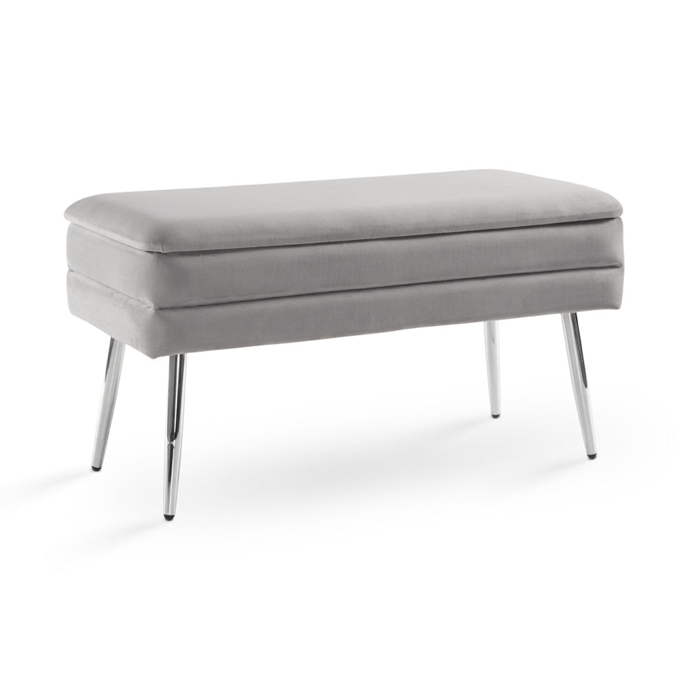 Shelby Storage Bench Grey Velvet