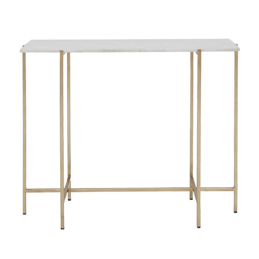Tilly White Marble Console Table - Gold - Ella and Ross Furniture