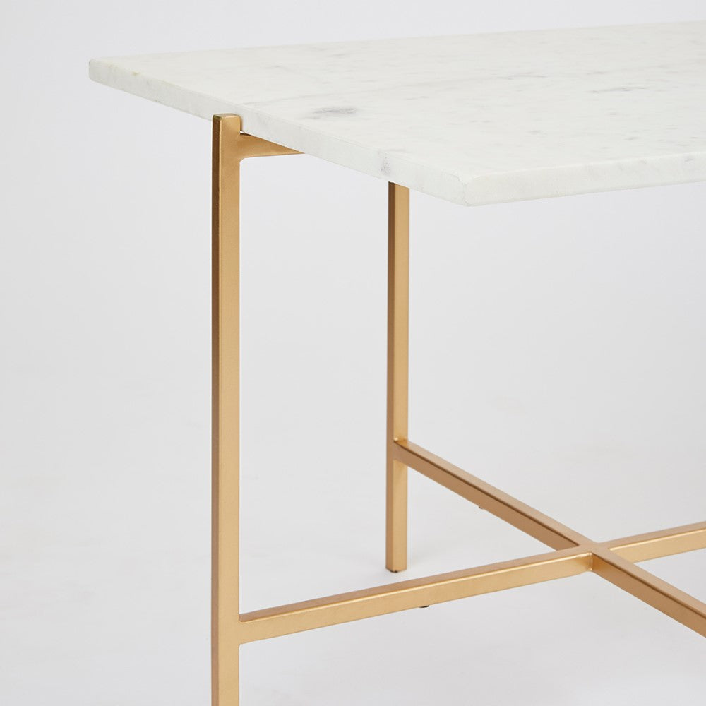 Tilly White Marble Coffee Table - Gold - Ella and Ross Furniture