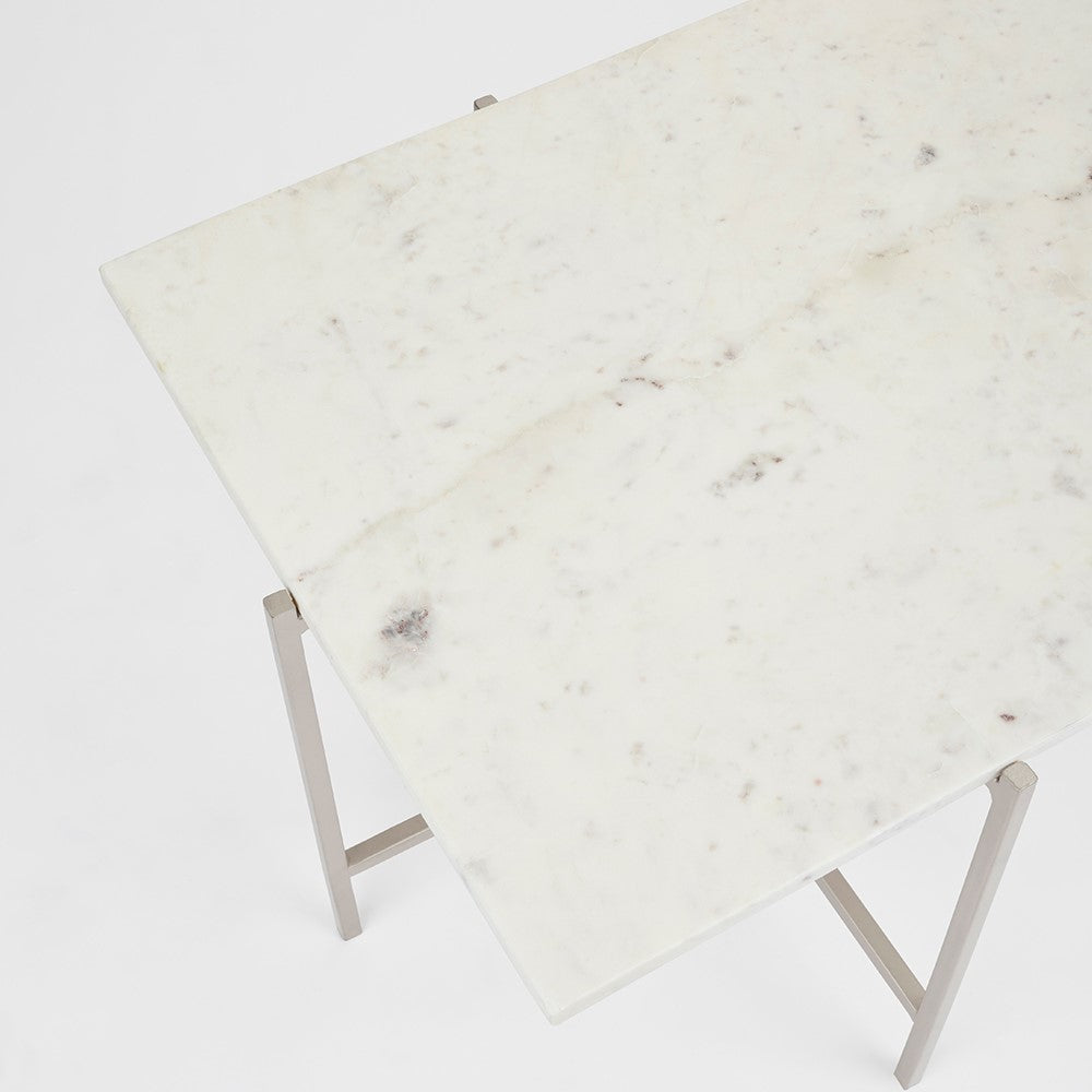 Tilly White Marble Coffee Table - Silver - Ella and Ross Furniture