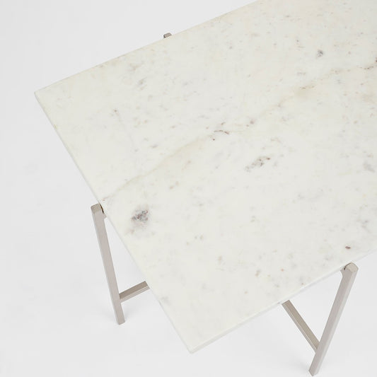 Tilly White Marble Coffee Table - Silver - Ella and Ross Furniture