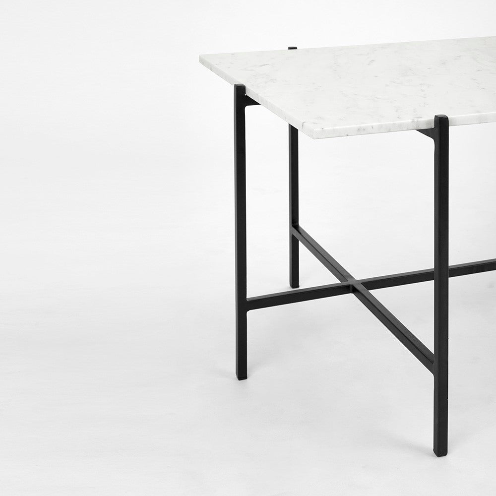 Tilly White Marble Coffee Table - Black Metal - Ella and Ross Furniture