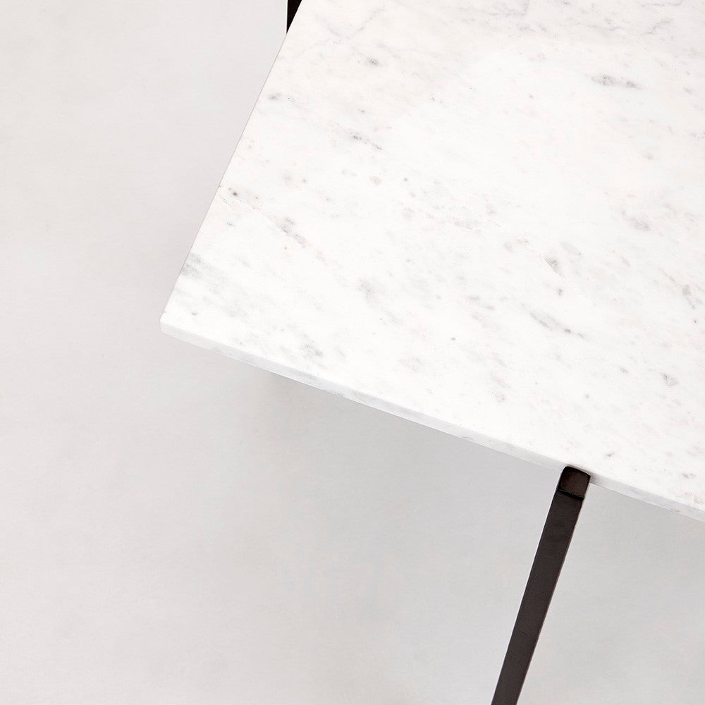 Tilly White Marble End Table - Black Metal - Ella and Ross Furniture