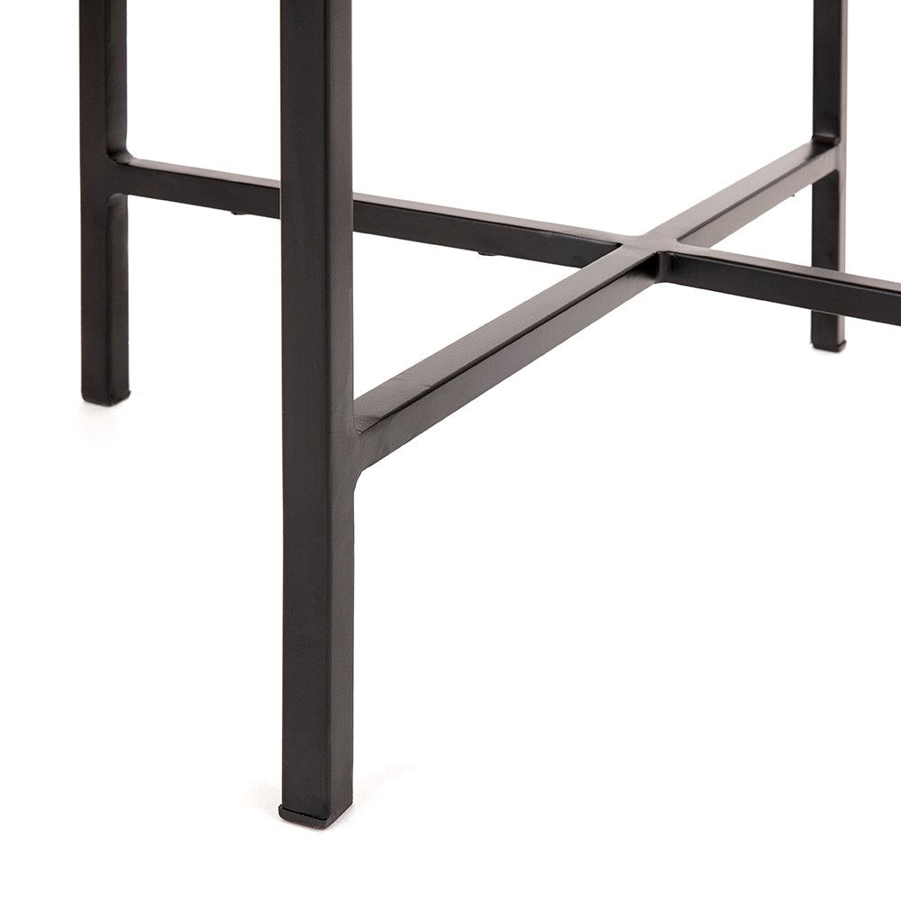 Tilly White Marble End Table - Black Metal - Ella and Ross Furniture