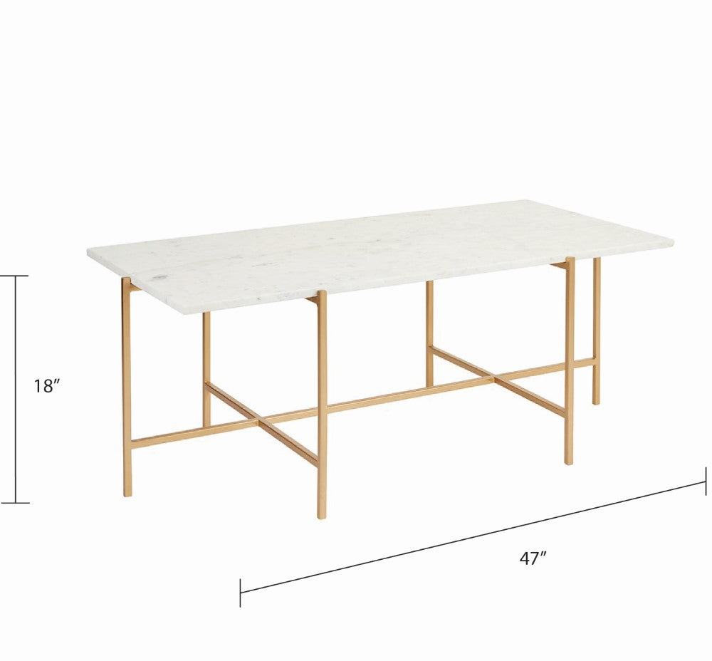 Tilly White Marble Coffee Table - Gold - Ella and Ross Furniture