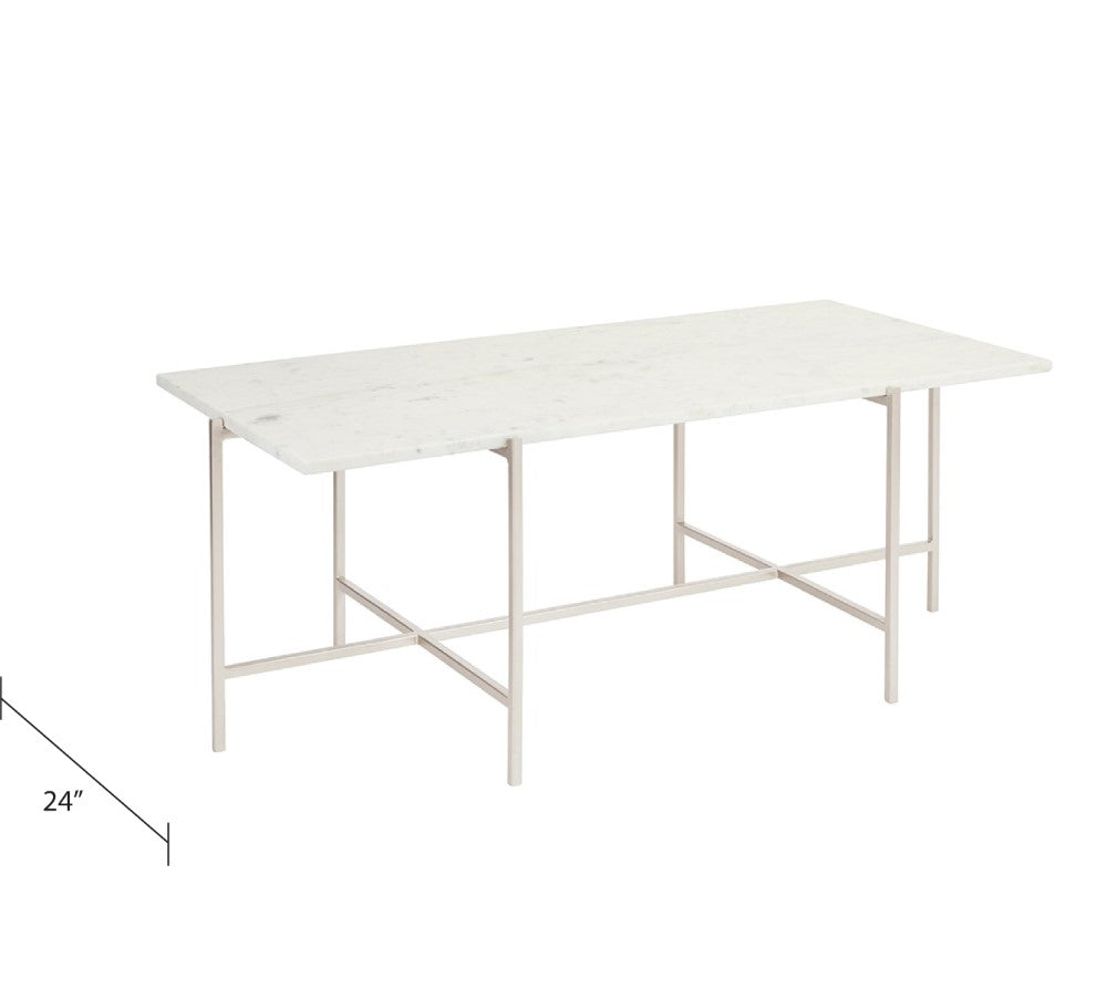 Tilly White Marble Coffee Table - Silver - Ella and Ross Furniture