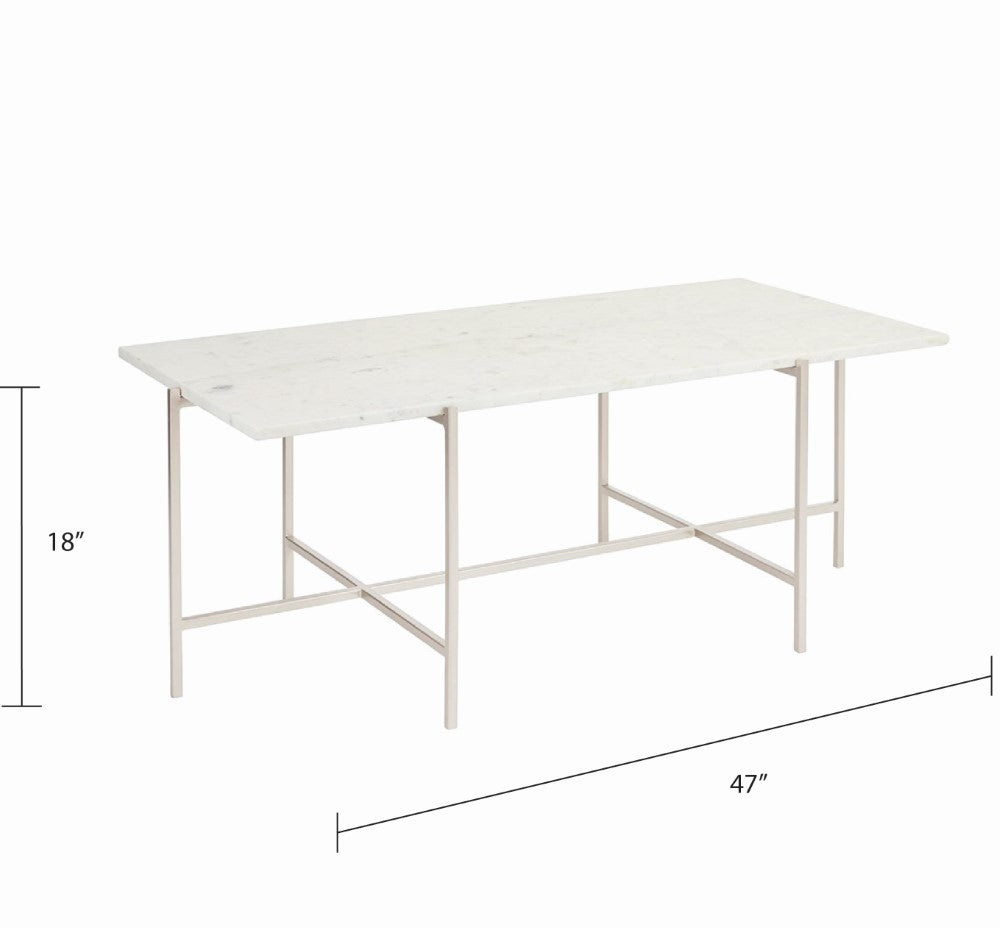 Tilly White Marble Coffee Table - Silver - Ella and Ross Furniture