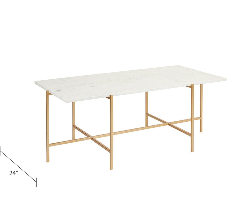 Tilly White Marble Coffee Table - Gold - Ella and Ross Furniture