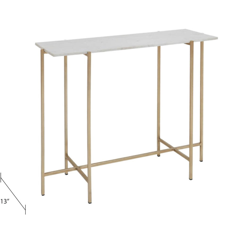 Tilly White Marble Console Table - Gold - Ella and Ross Furniture