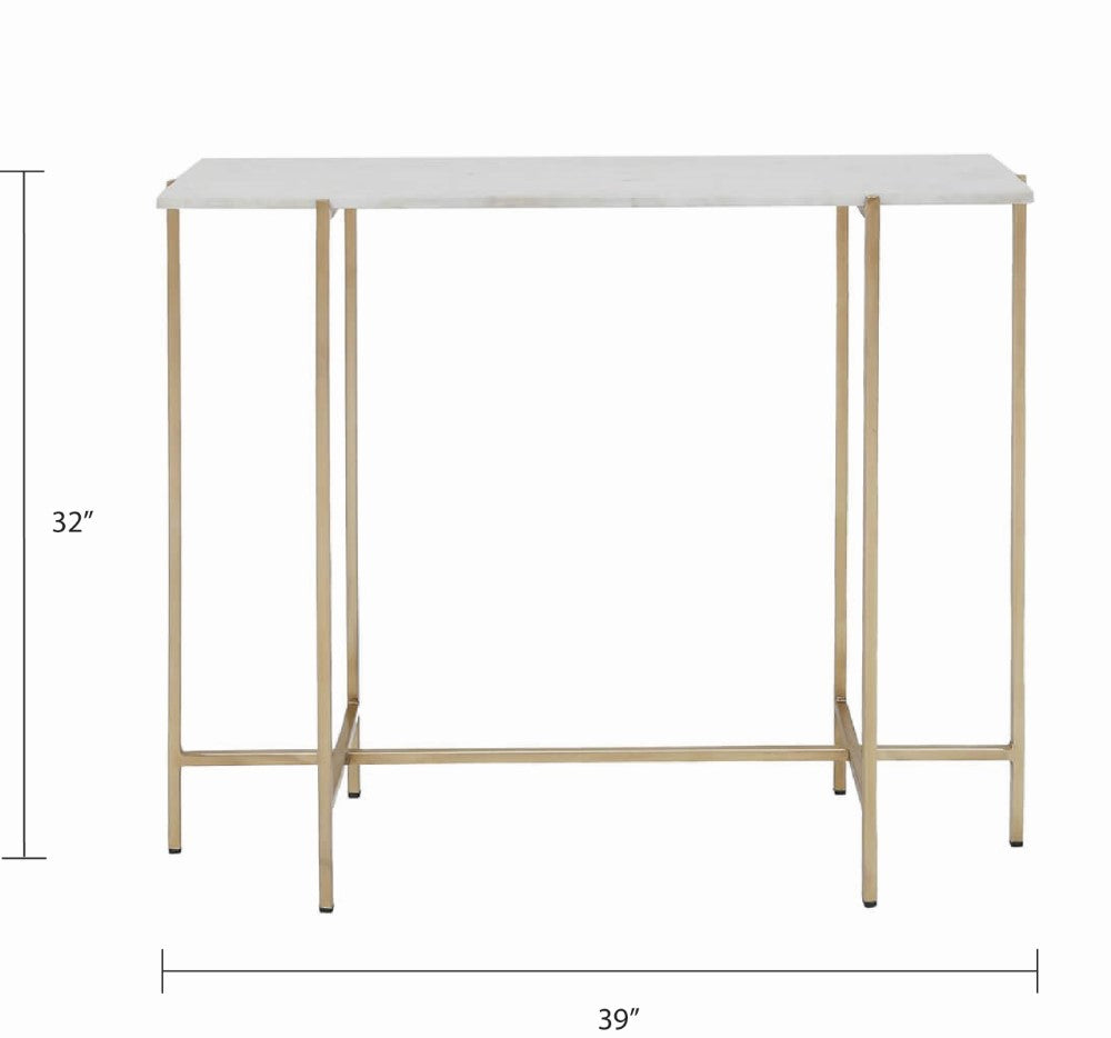 Tilly White Marble Console Table - Gold - Ella and Ross Furniture