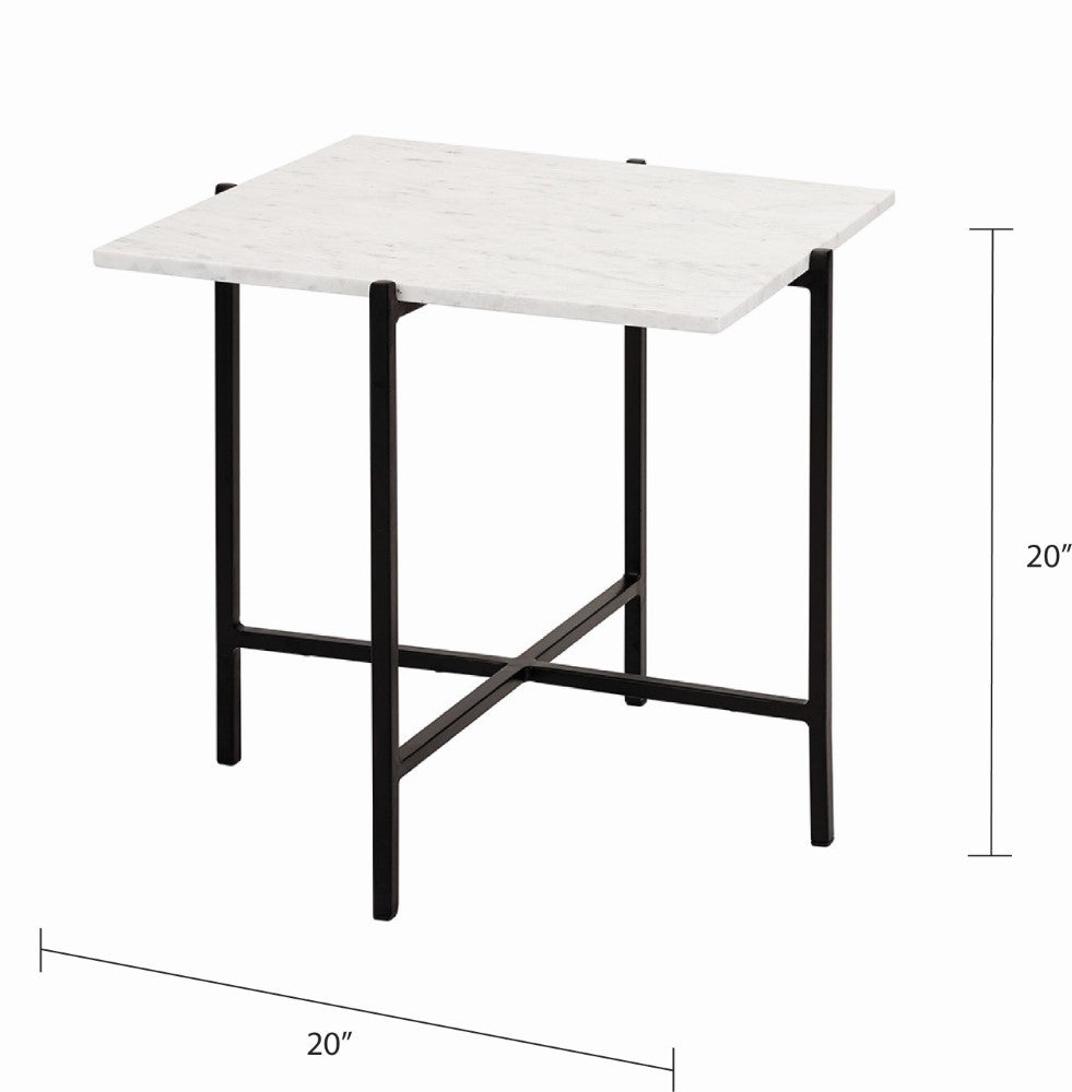 Tilly White Marble End Table - Black Metal - Ella and Ross Furniture