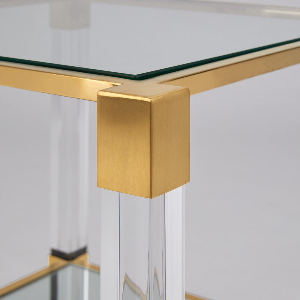 Truman Acrylic End Table - Brushed Gold - Ella and Ross Furniture