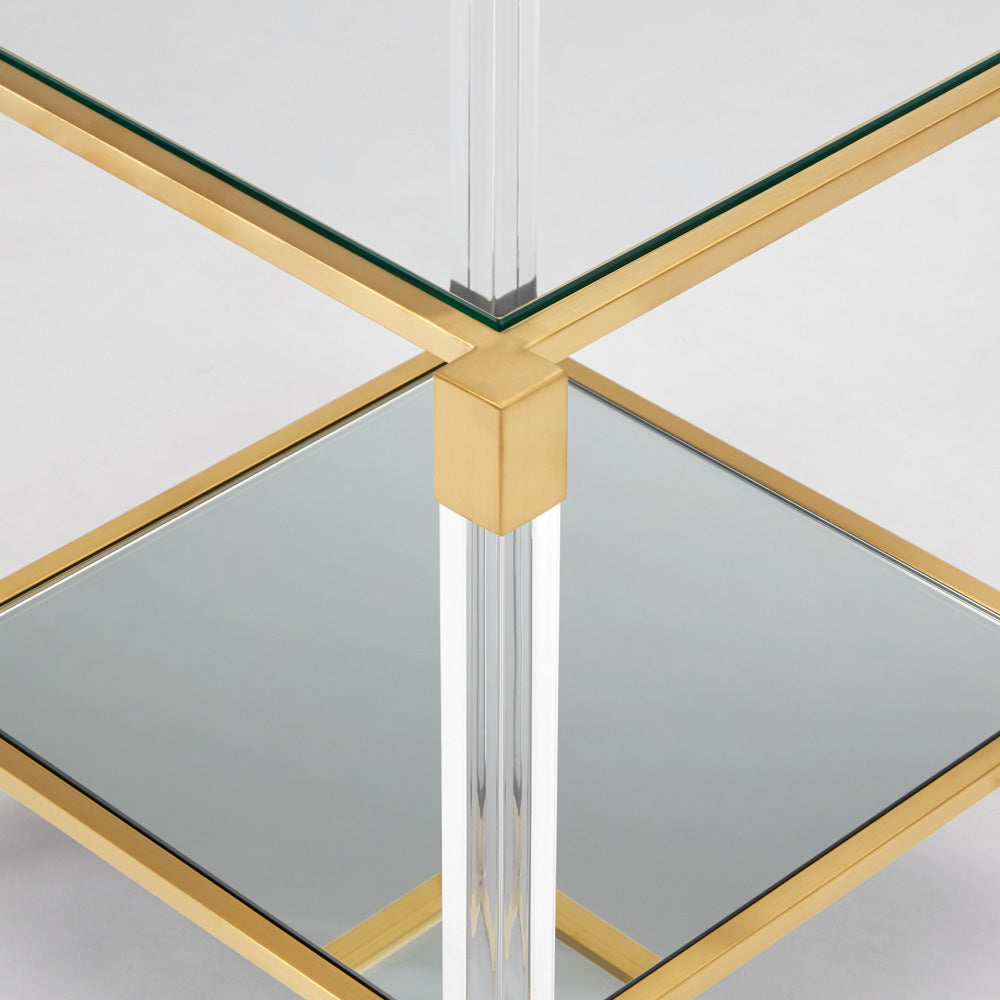 Truman Acrylic End Table - Brushed Gold - Ella and Ross Furniture