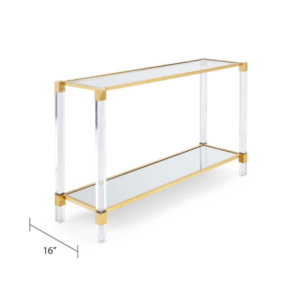 Truman Acrylic Console Table - Brushed Gold - Ella and Ross Furniture
