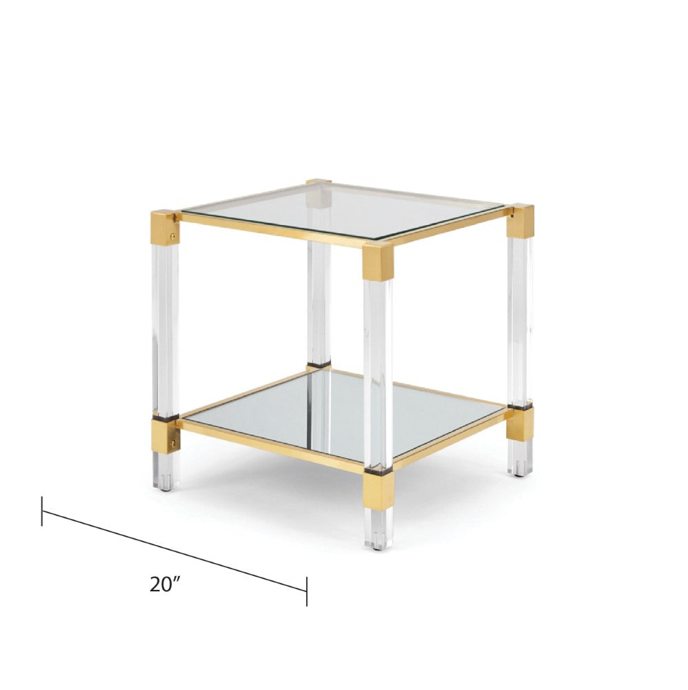 Truman Acrylic End Table - Brushed Gold - Ella and Ross Furniture