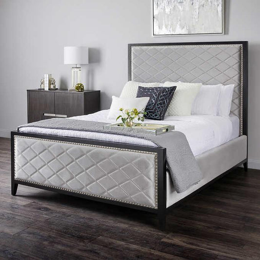 Princess Grey Velvet Bed - Ella and Ross Furniture
